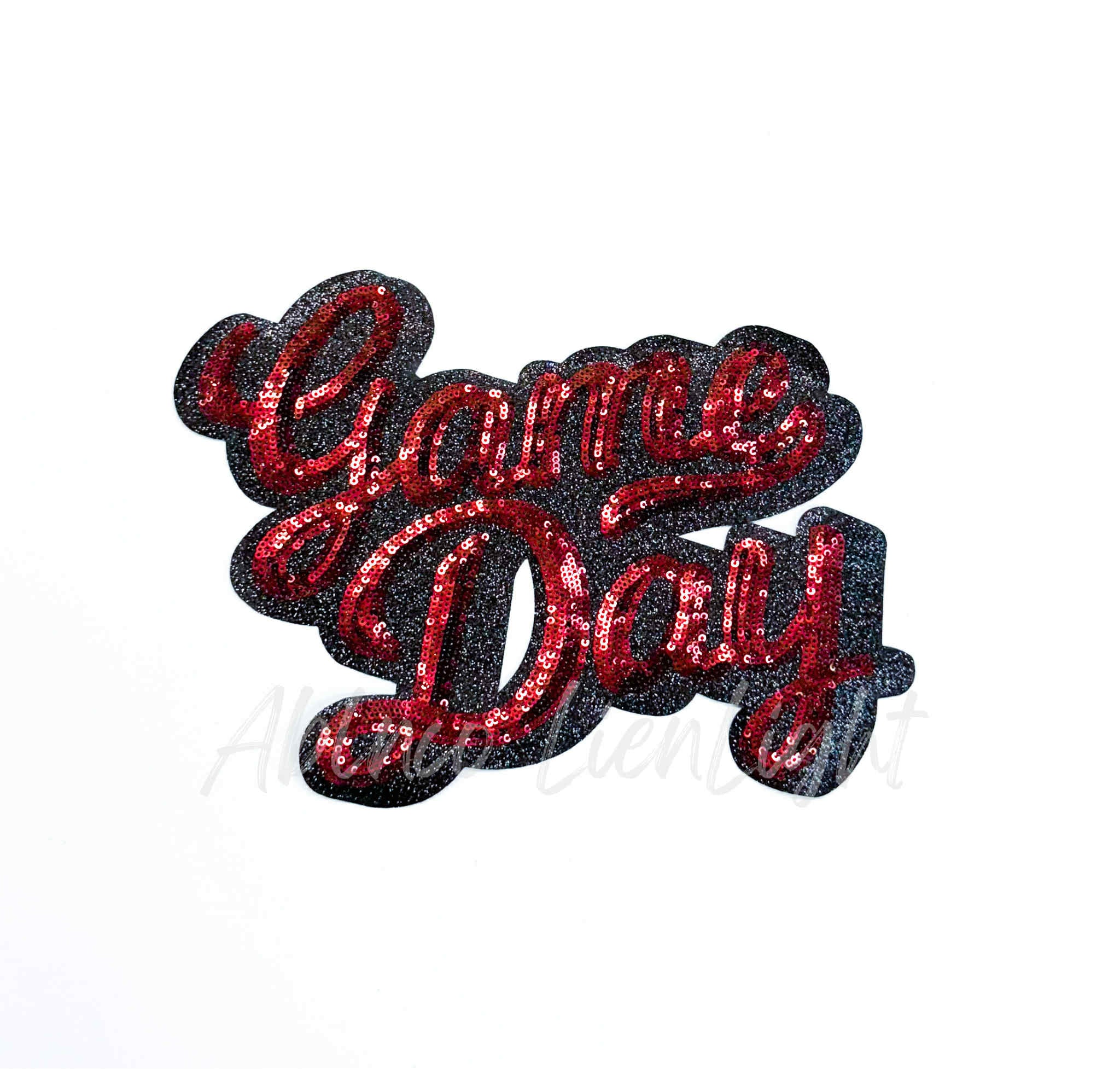 Maroon Game Day Cursive Sequin Patch - Large