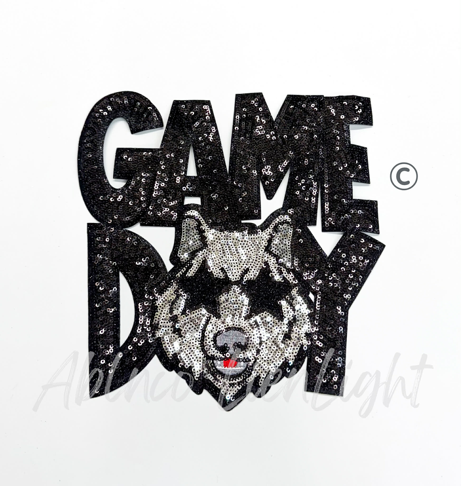 Wolf Mascot Game Day Sequin Patch - Large