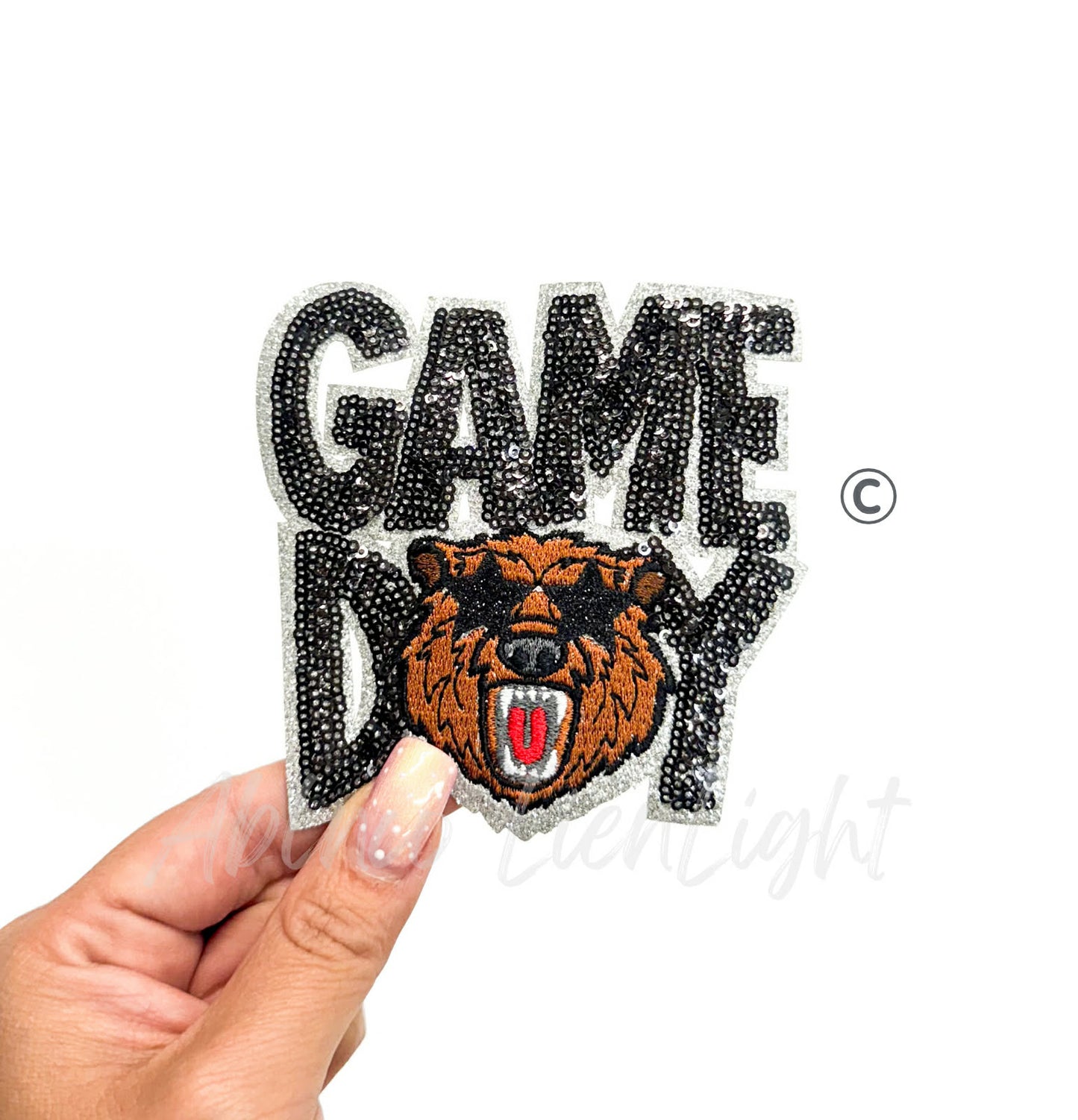 Black Bears Mascot Game Day Sequin Patch - Small