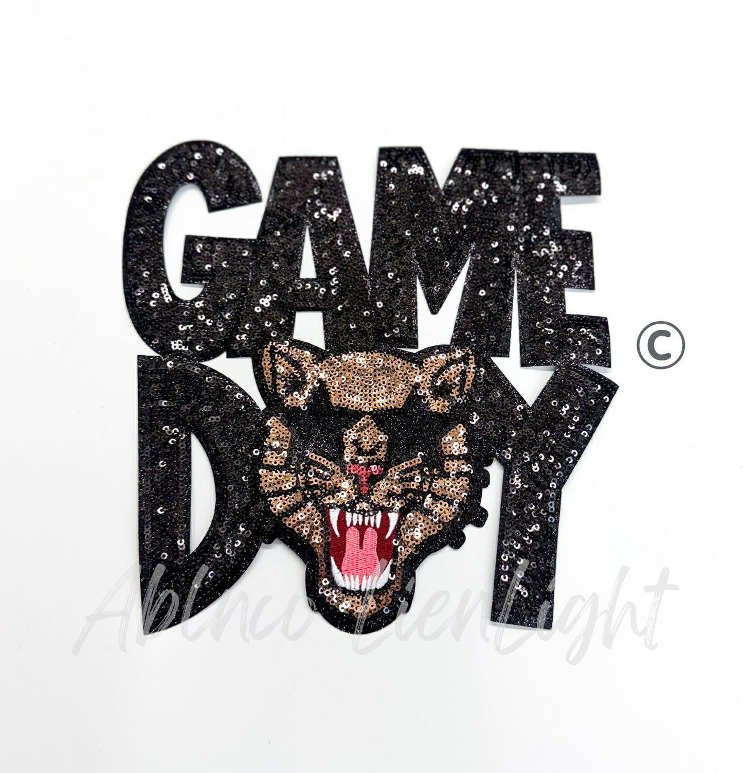 Black Jaguar Game Day Mascot Sequins Patch - Large