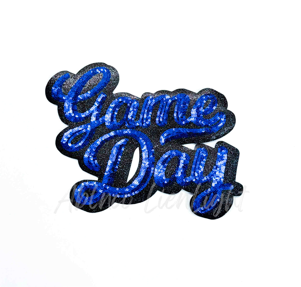 Royal Game Day Cursive Sequin Patch - Large