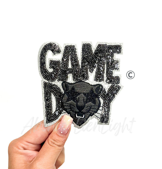 Black Panther Mascot Game Day Sequin Patch - Small