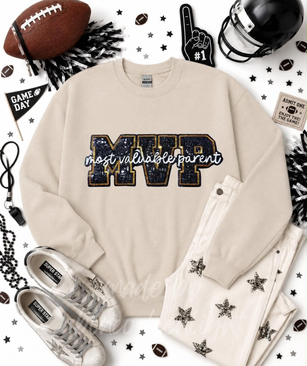 MVP Parent Football Sequin Patch Sweatshirt