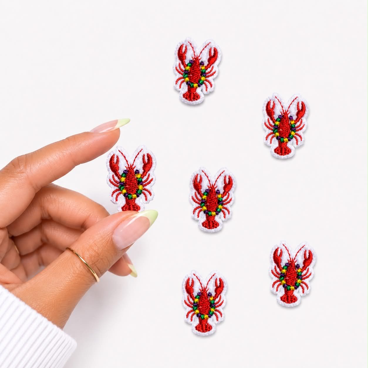 Mini Mardi Gras Lobster Embroidered Patch