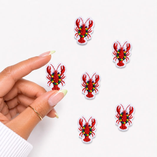 Mini Mardi Gras Lobster Embroidered Patch