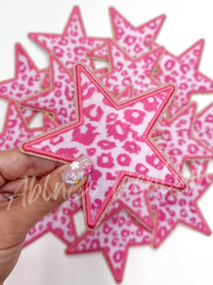 Pink Leopard Print Star Patch