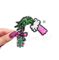Grinch Hand Mistletoe Christmas Sequin Patch - Small