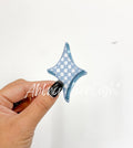 Light Blue Checkered Diamond Star Embroidery Sequin Patch
