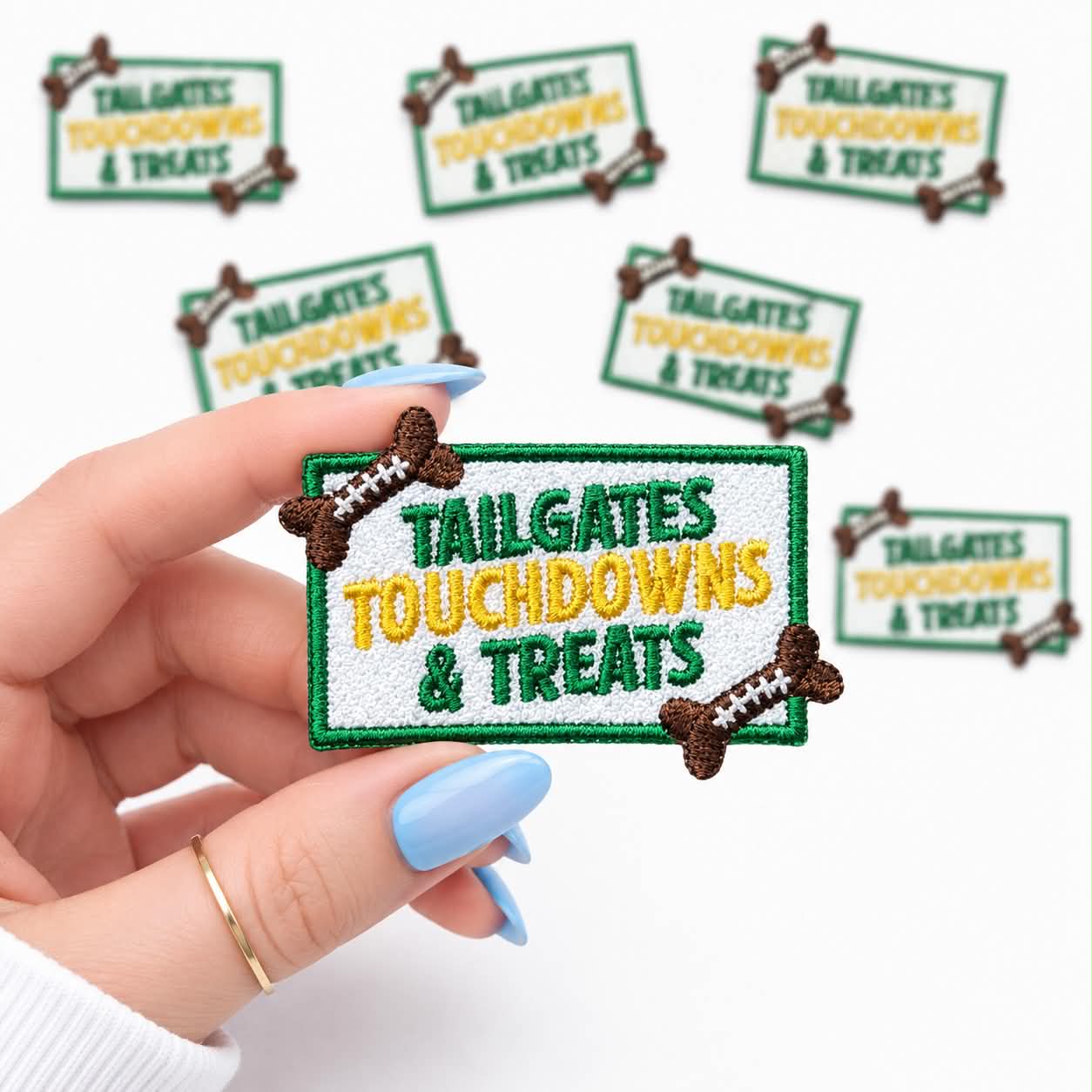 Tailgates, Touchdown, Treats Embroidered Dog Patch
