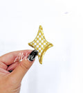 Gold Checkered Diamond Star Embroidery Sequin Patch