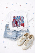 Retro America 4th of July Sequin Patch Tshirt
