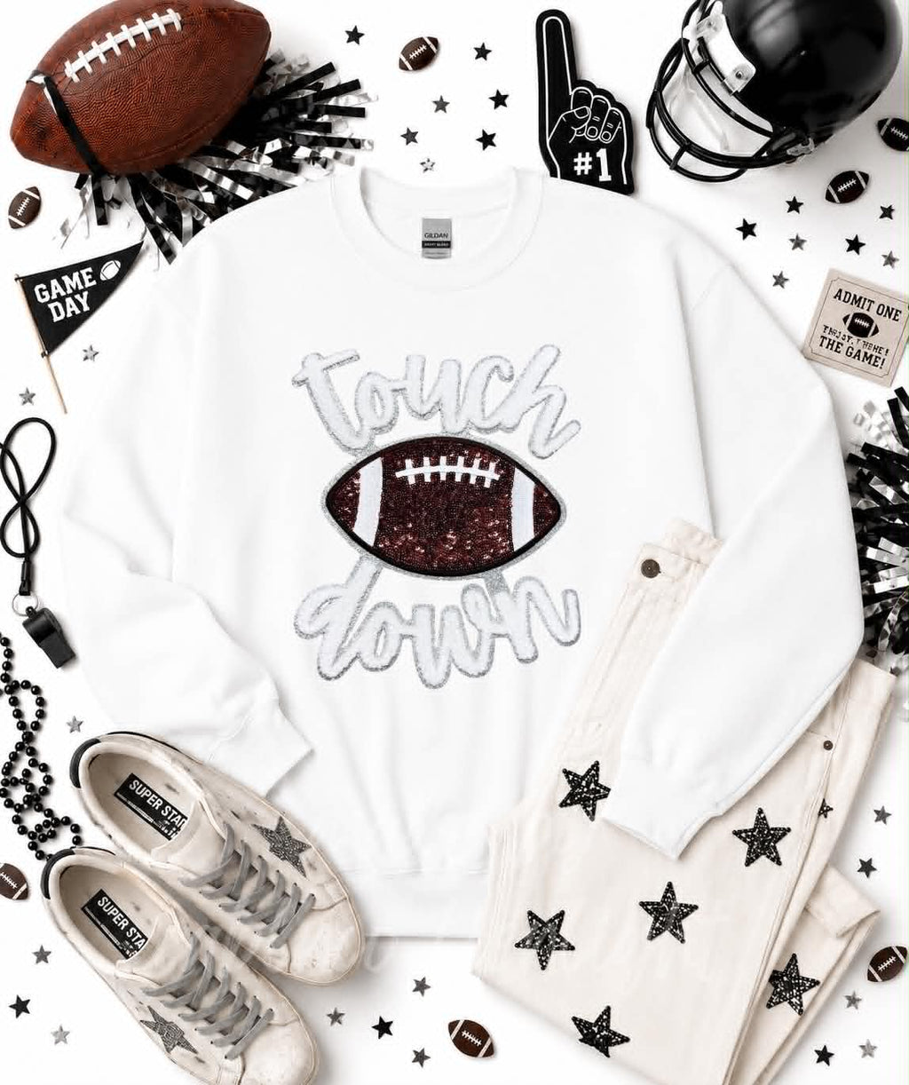 Football Touchdown Chenille Patch Sweatshirt