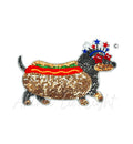 4th of July Dog Hot Dog Sequin Patch - Large
