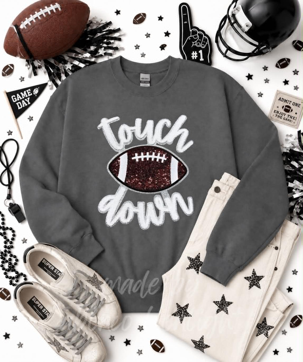 Football Touchdown Chenille Patch Sweatshirt