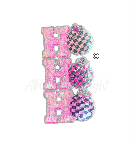 Ho Ho Ho Checkered Ornaments Sequins Christmas Patch