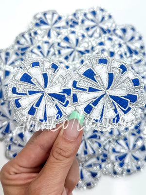 Green Cheer Bow Megaphone Poms Sequin Patch - Small