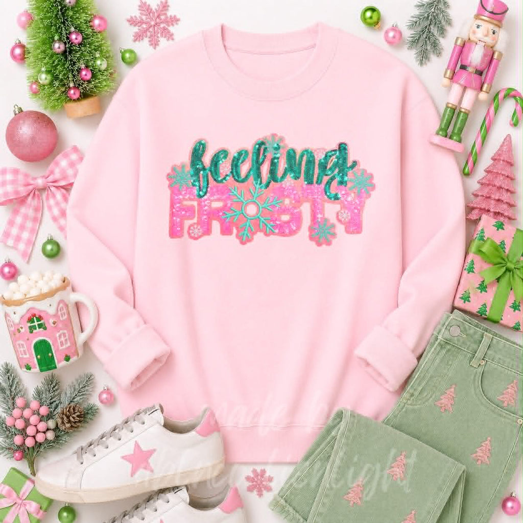 Feeling Frosty Christmas Sequin Patch Sweatshirt