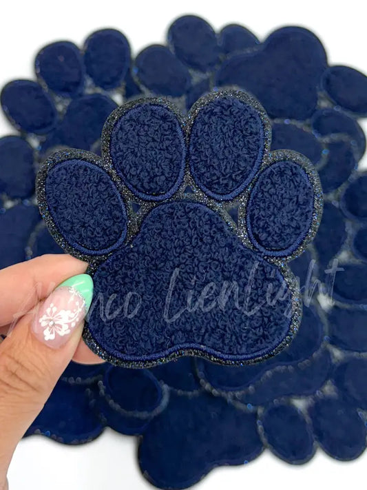 Navy Chenille Paw Embroidery Patch