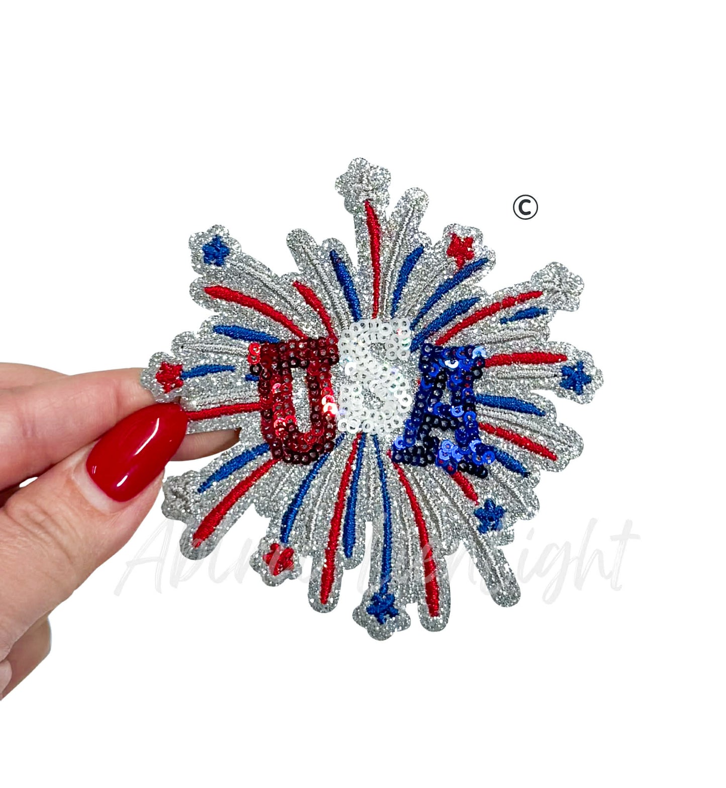 USA Fireworks 4th July Holiday Sequin Patch - Small