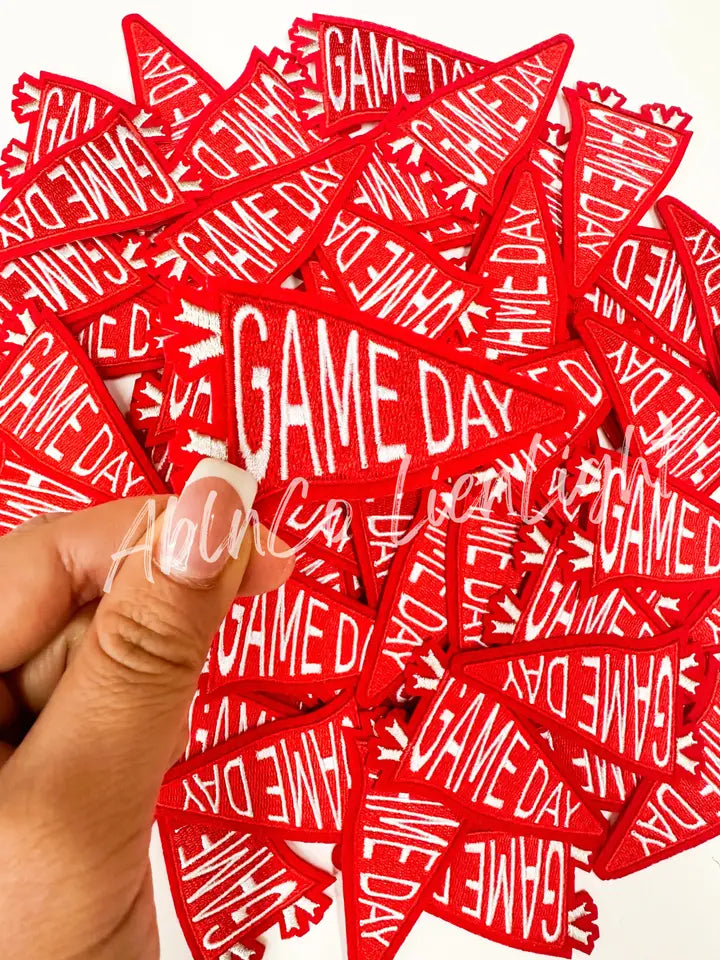 Red Game Day Pennant Flag Embroidery Patch
