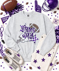 Purple Game Day Checkered Football Sequin Patch Sweatshirt