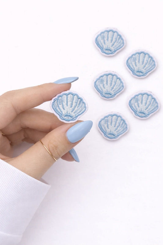 Mini Blue Shell Embroidered Patch