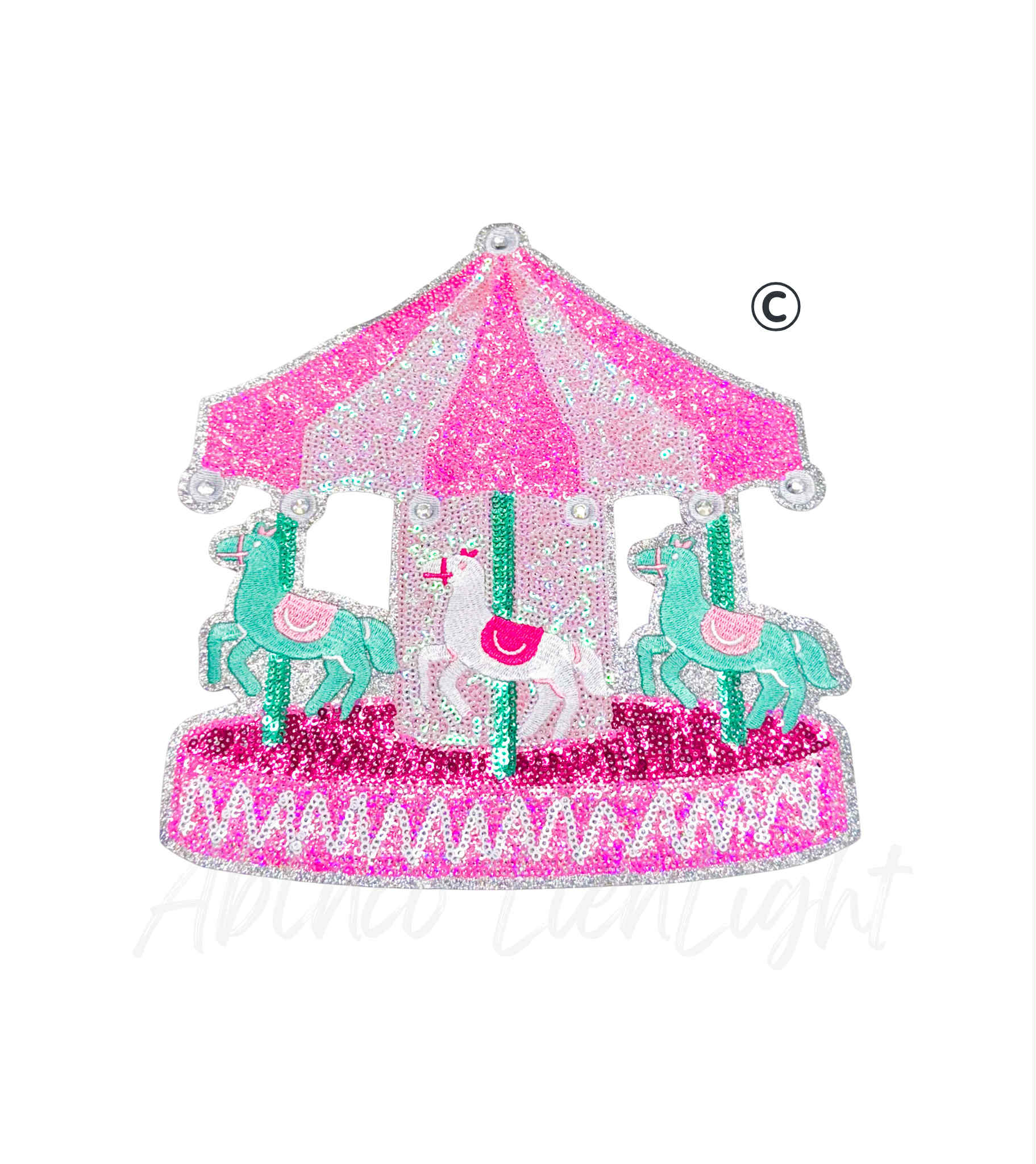 Pink Carousel Fair Carnival Sequin Patch - Large