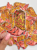 Orange Rhinestone Cowgirl Boot Patch