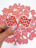 Red Checkered Flag Embroidery Patch