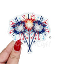Red White Blue 4th of July Sparkler Sequin Patch - Small