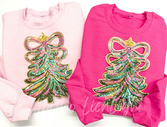 Christmas Tree Sequins Christmas Patch Sweatshirt