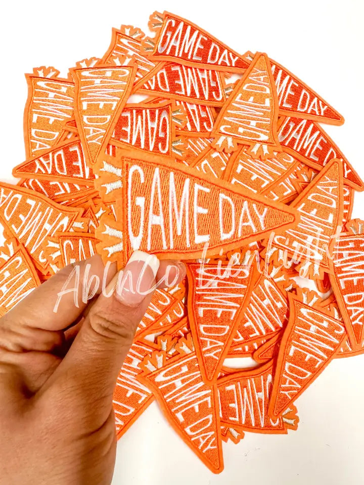 Orange Game Day Pennant Flag Embroidery Patch