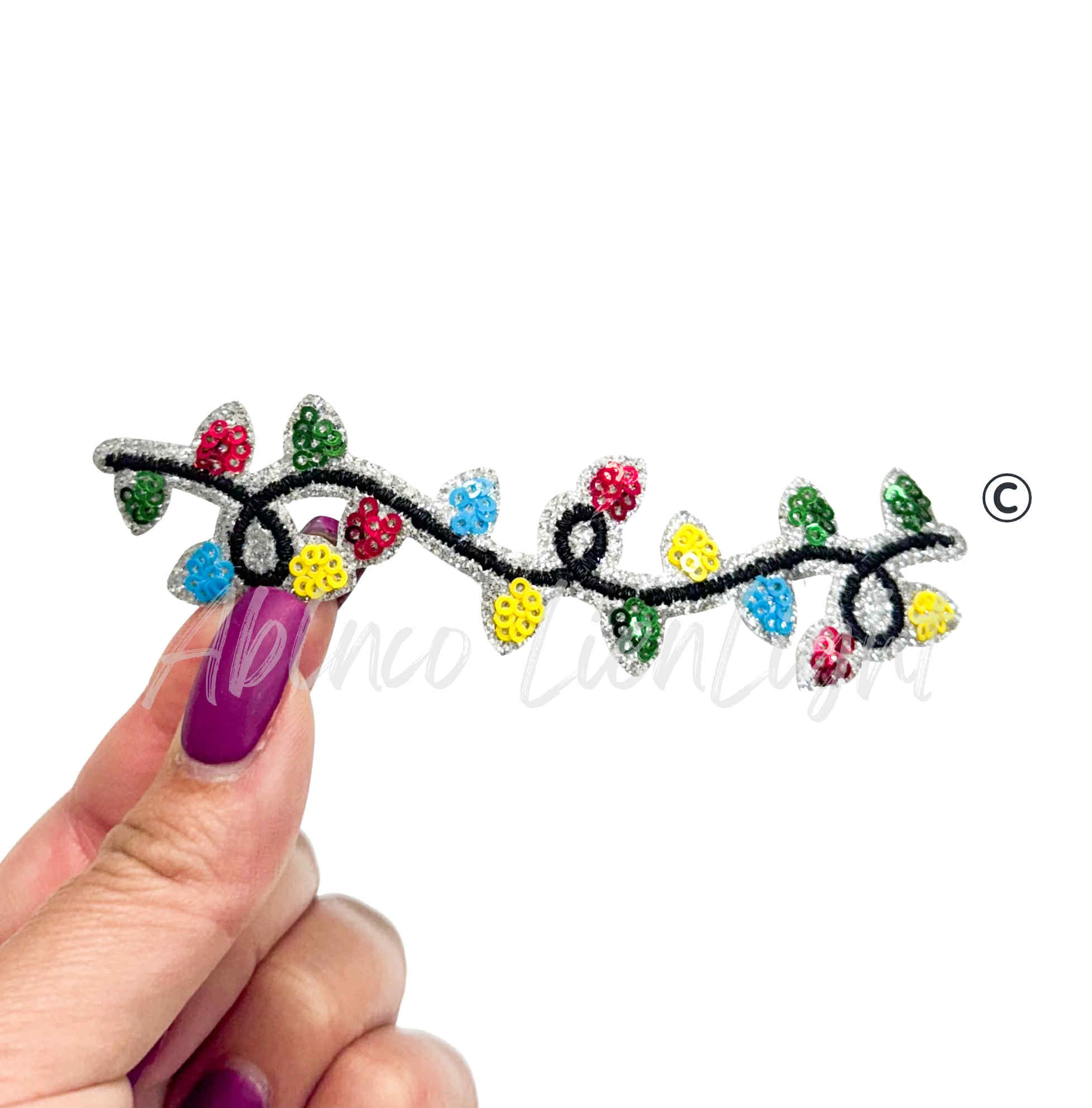 Holiday Lights Christmas Sequin Patch - Small