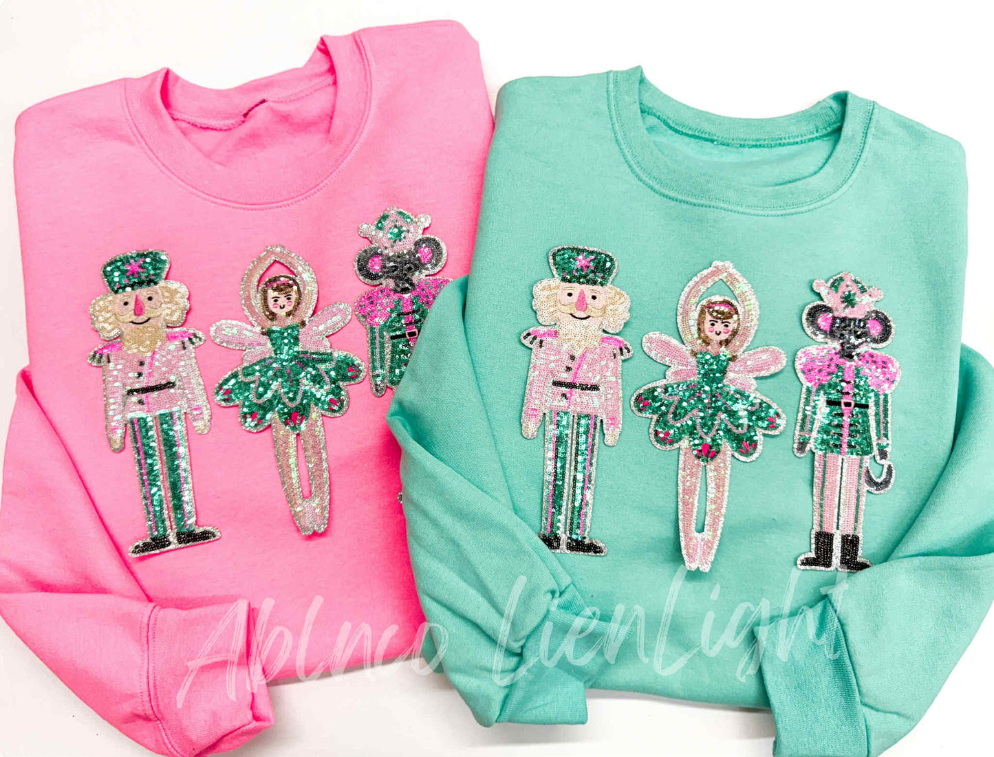 Nutcracker Ballerina Mouse Trio Sequins Christmas Patch Sweatshirt