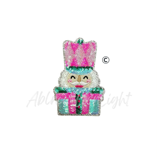 Nutcracker Blue Green Pink Sequins Christmas Patch-SMALL