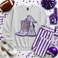Purple Small Town Big Spirit Football Sequin Patch Sweatshirt