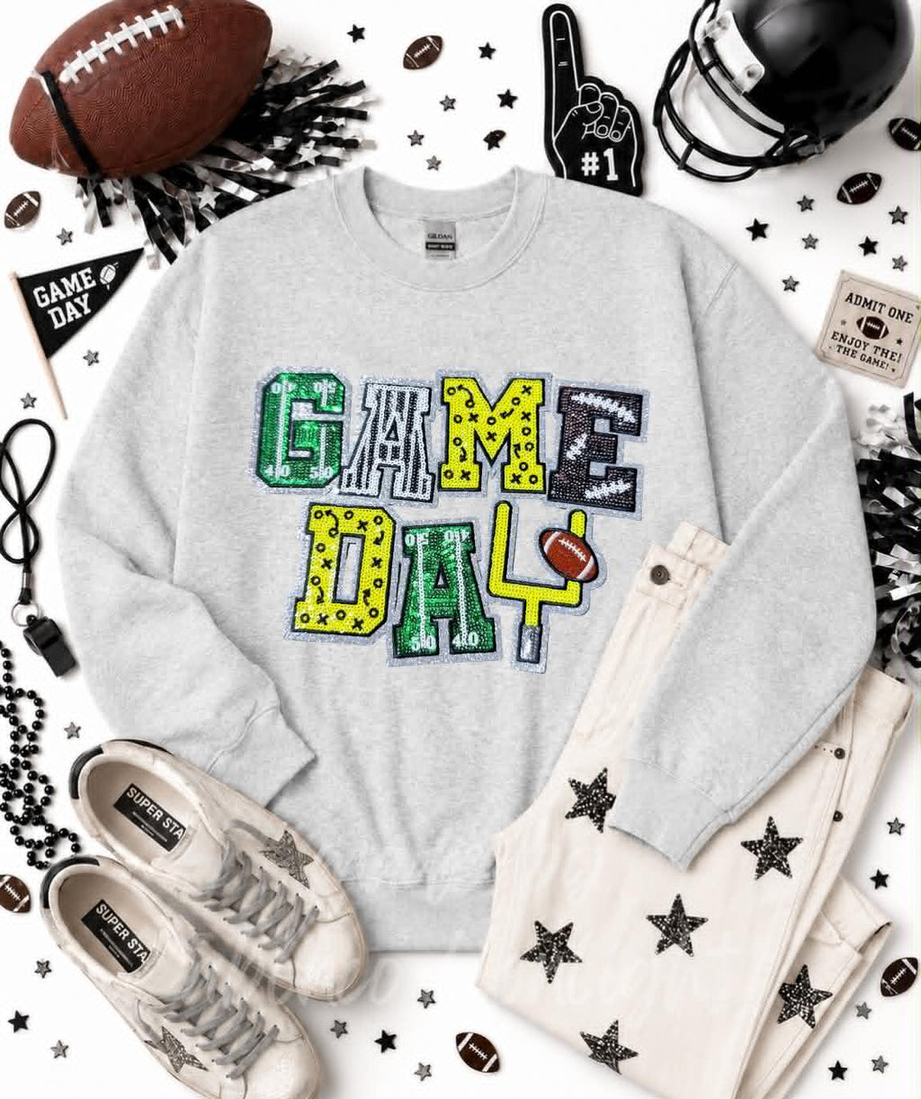 Game Day Plays Football Sequin Patch Sweatshirt