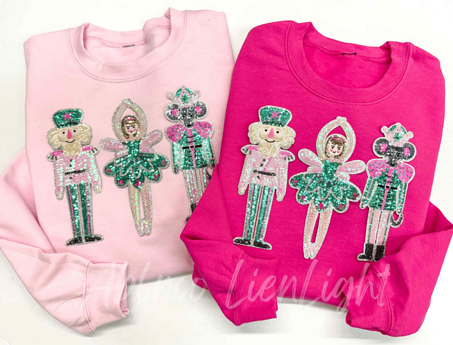 Nutcracker Ballerina Mouse Trio Sequins Christmas Patch Sweatshirt