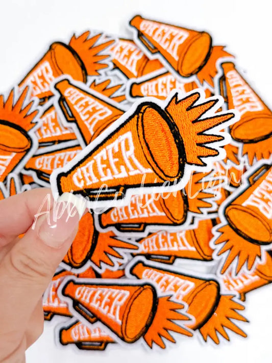 Orange Cheer Loud Megaphone Embroidery Patch