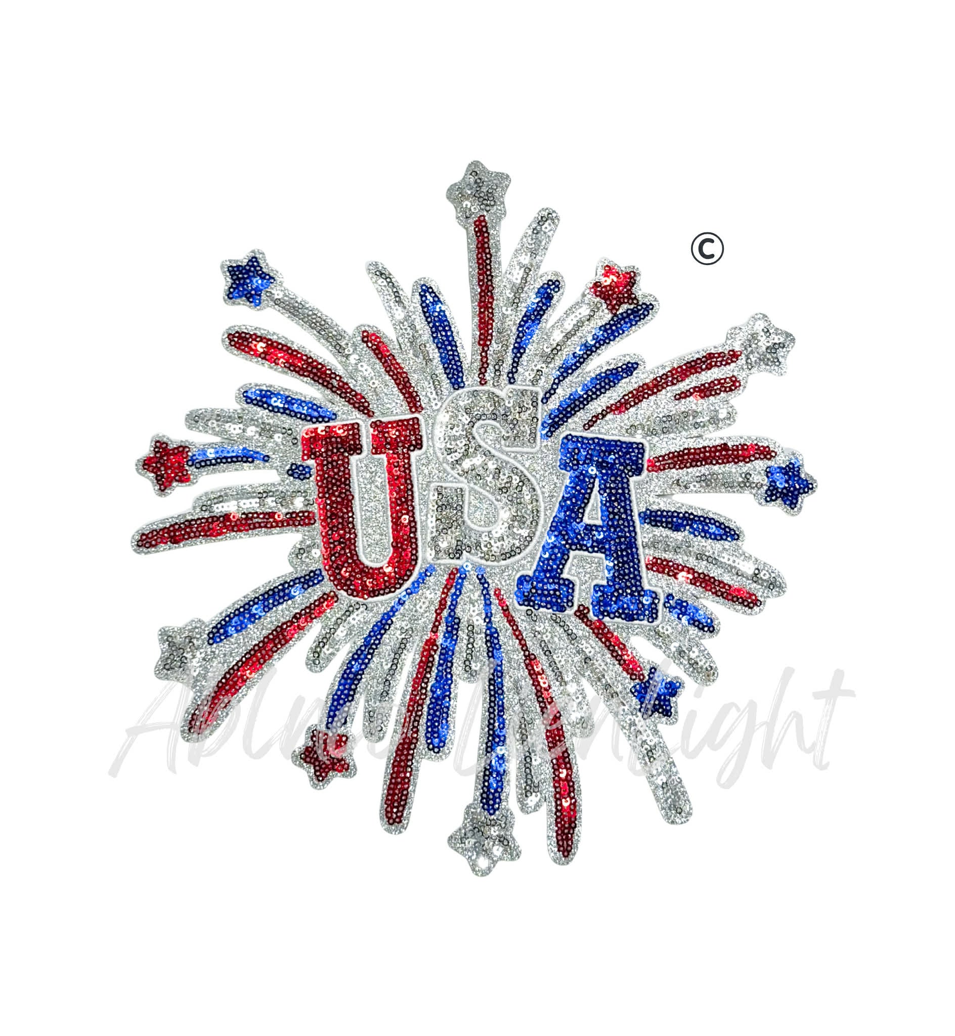 USA 4th July Fireworks Sequin Patch - Large