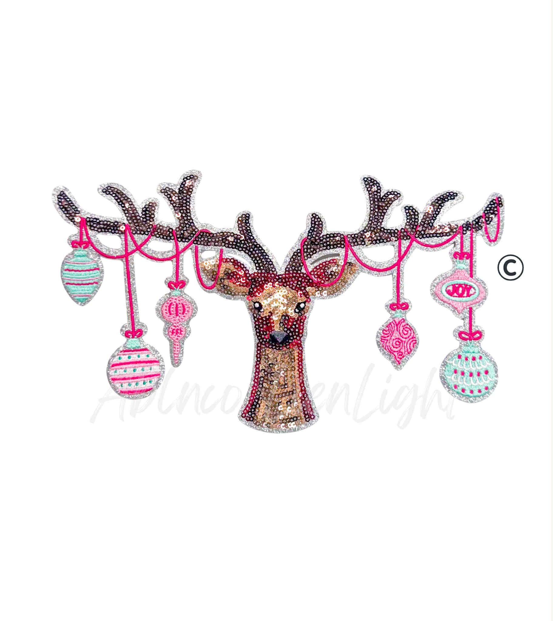 Reindeer Ornaments Christmas Sequin Patch - Large