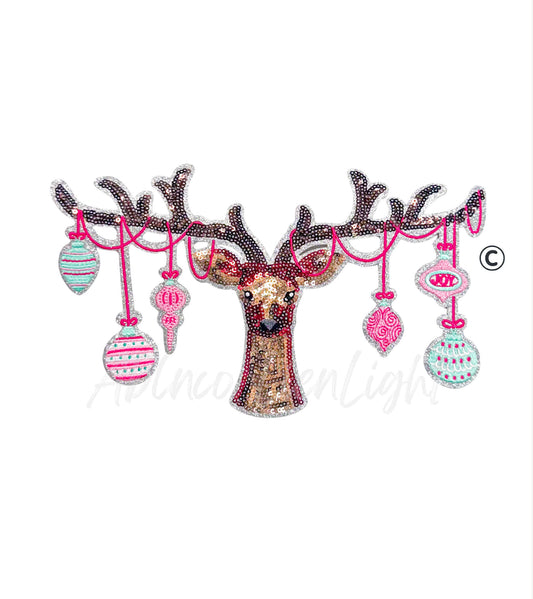 Reindeer Ornaments Sequins Christmas Patch