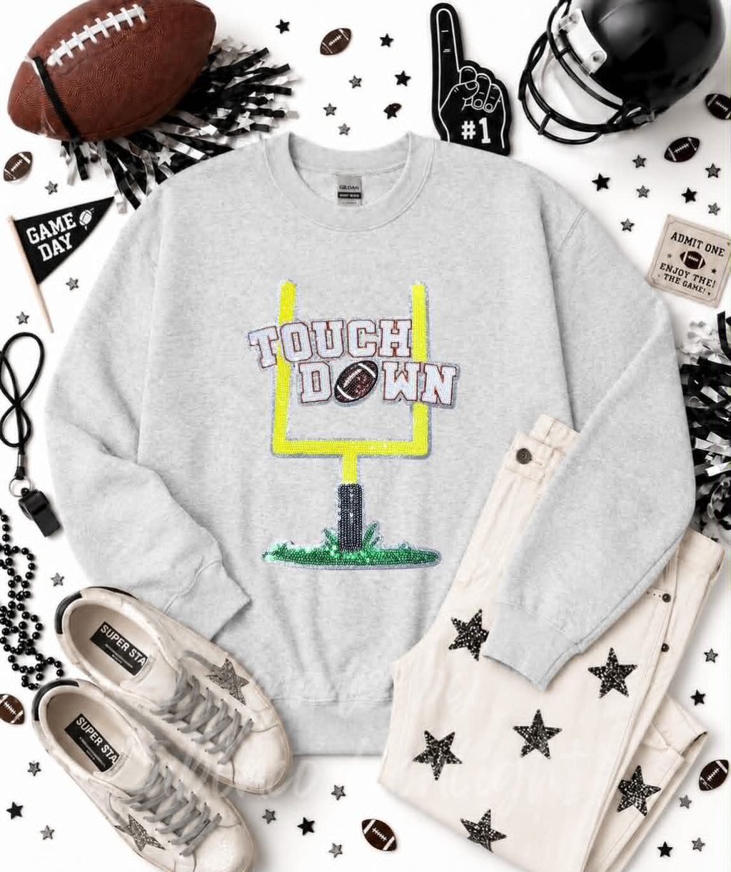 Touchdown Post Football Sequin Patch Sweatshirt