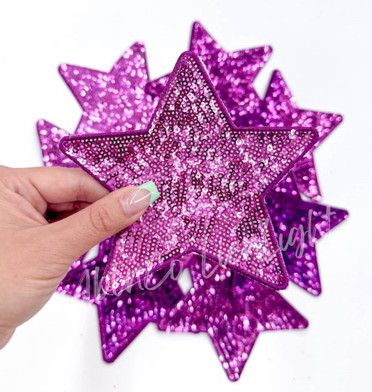 5” Purple Sequin Star Embroidery Patch
