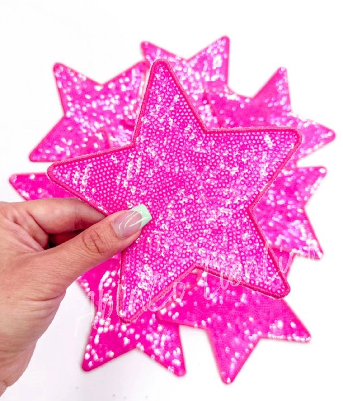 5” Hot Pink Sequin Star Embroidery Patch