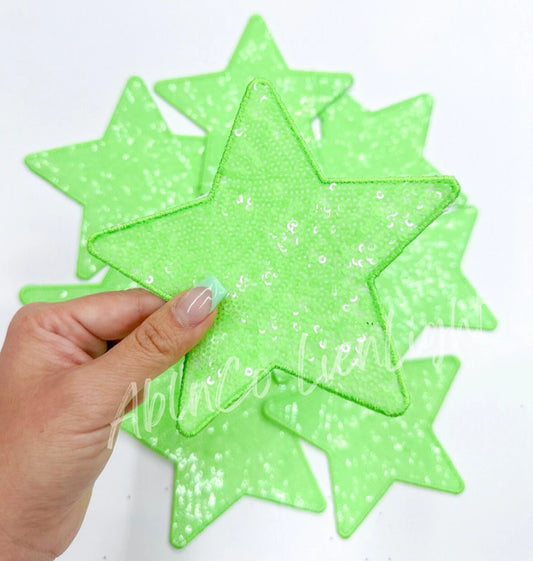 5” Lime Green Sequin Star Embroidery Patch