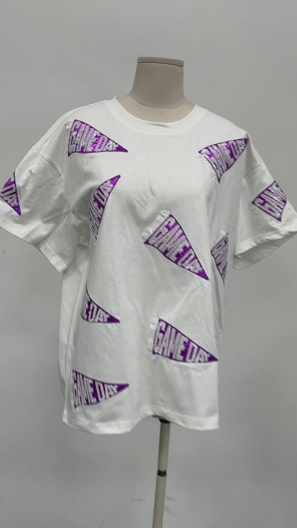 Game Day Flag Purple Foil Sequins Tshirt
