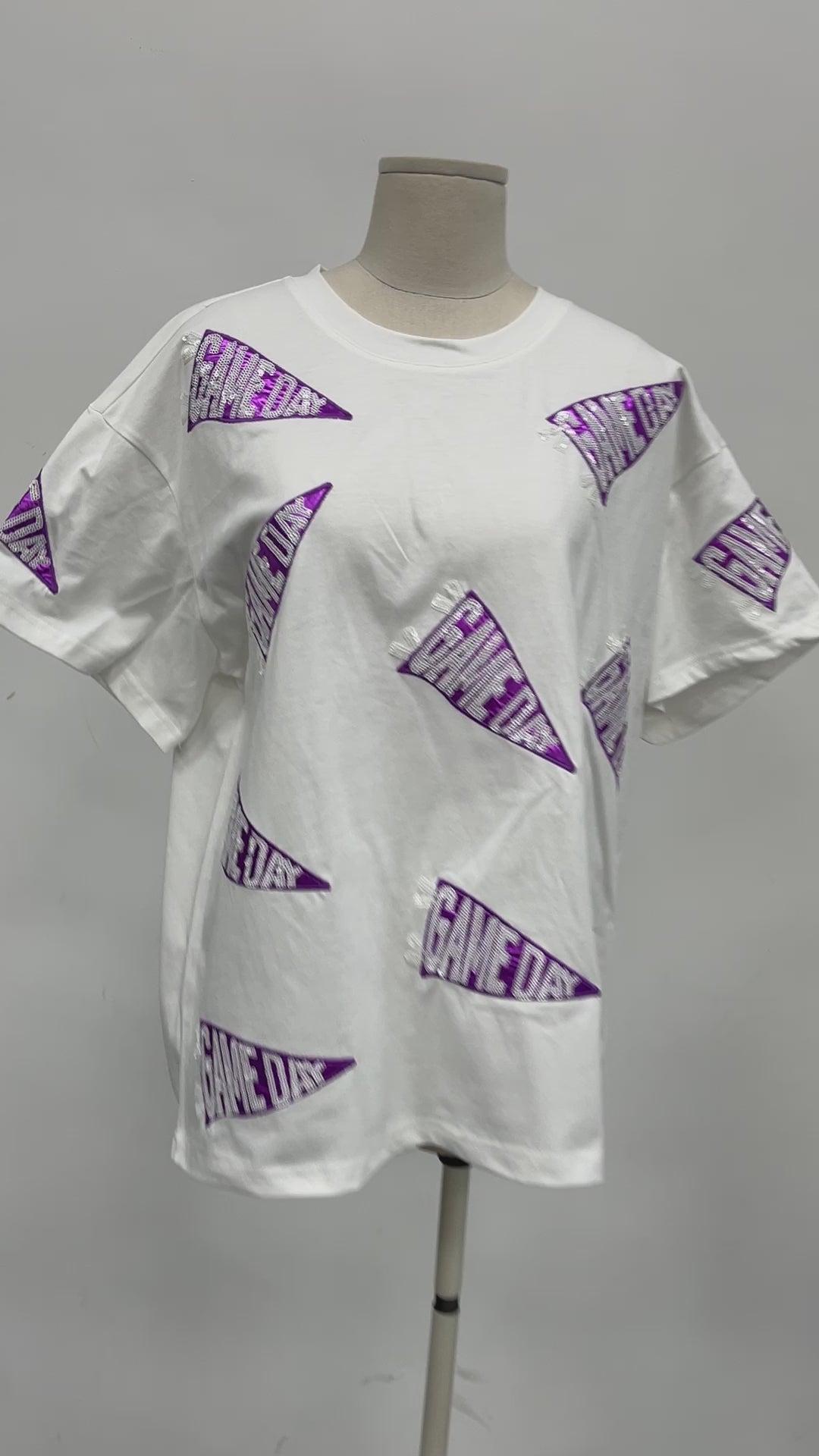 Game Day Flag Purple Foil Sequins Tshirt