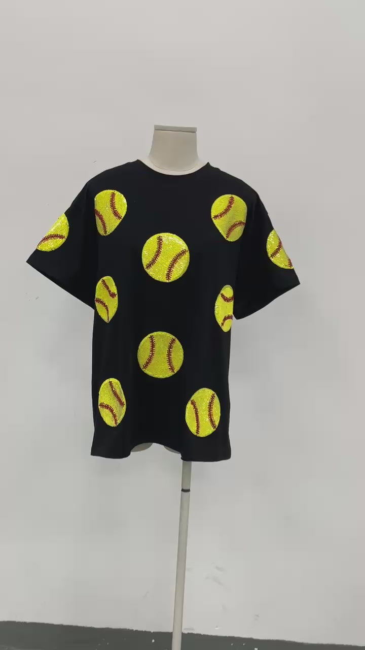 Softball Beadtubes Sequin Tshirt