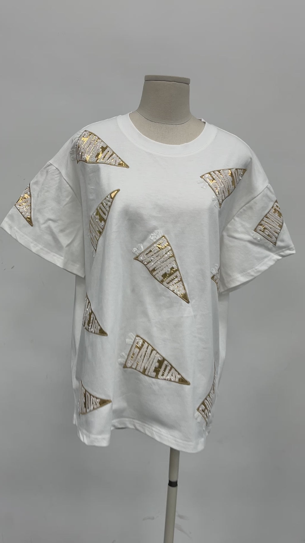 Game Day Flag Gold Foil Sequins Tshirt